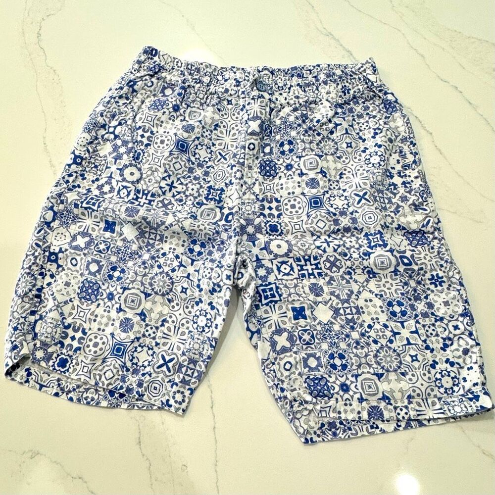 Vanity (Italy) 100% linen shorts. Blue/white. Medium (no tags)